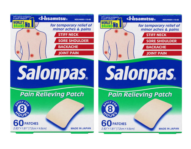 Salonpas Pain Relieving Patch, Extra Strength Topical Analgesic, 60 Ct (Pack of 