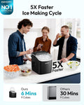 EUHOMY Countertop Ice Maker Machine with Handle, 26lbs in 24Hrs, 9 Ice Cubes Ready in 6 Mins, Auto-Cleaning Portable Ice Maker with Basket and
