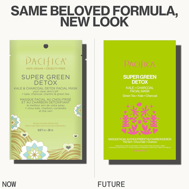 Pacifica Super Green Detox Sheet Mask Ã¢ÂÂ Charcoal, Kale & Clay Pore Cleansin