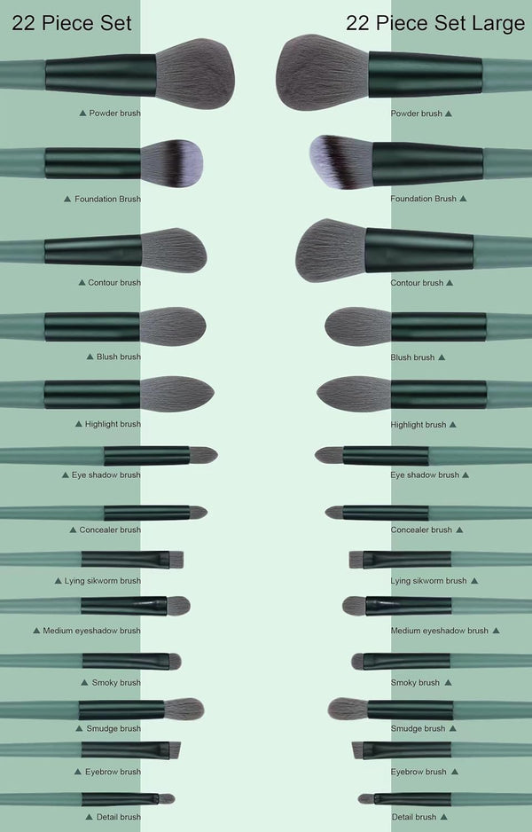 Koccido Makeup Brushes 22 Pcs Makeup Kit,Foundation Brush Eyeshadow Brush Make up Brushes Set (Green, 22 Piece Set) 22 Piece Set Green