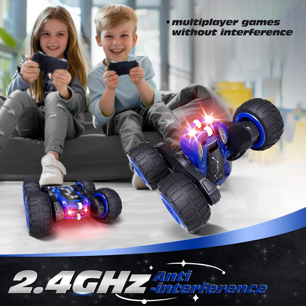 Tecnock Remote Control Car, 2.4Ghz RC Cars with USB-C Easy Charging, 4WD Double Sided 360ÃÂ° Rotates and Flips RC Stunt Car, Toys Gift for Boys and
