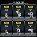 60Pcs Galvanized Steel Grease Fittings Kit, SAE 1/4" & 1/8" Grease Zerks Assortment with Straight 45° 90° Angled Zerk Fittings for Automotive &