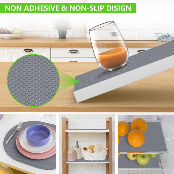 Shelf Liners for Kitchen Cabinets Refrigerator Liners Waterproof & Oil-Proof Kitchen Cupboard Liner Plastic Drawer Mats EVA Non Adhesive Fridge