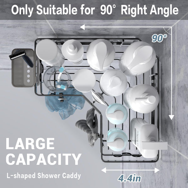 AKTECKE Corner Shower Caddy, 2 Pack Adhesive Shower Corner Organizer Shelves, No Drilling Stainless Steel Shower Storage Rack with