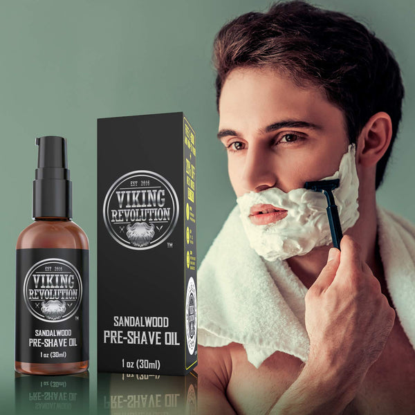 Viking Revolution Sandalwood Pre-Shave Oil for Men - Smooth, Irritation-Free Shave, 1 Fl Oz - All Skin Types