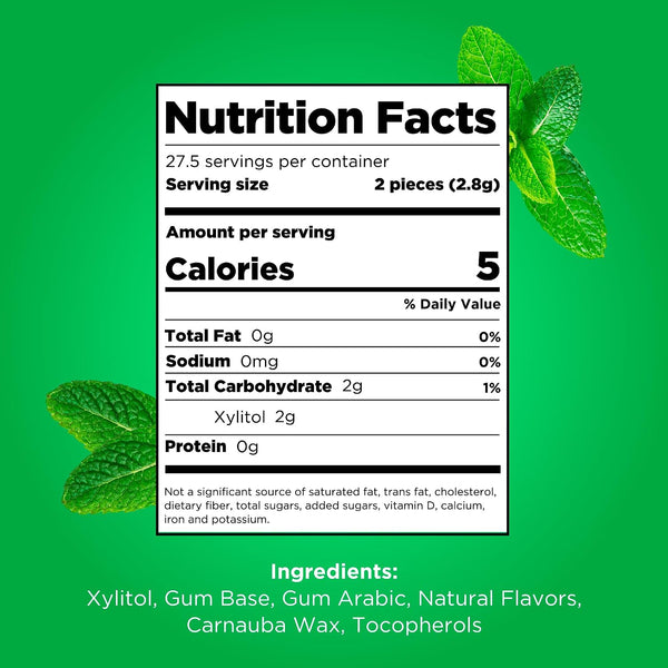 PUR Gum, Spearmint, Xylitol Gum, No Artificial Flavor, 165 Count (3x55) Spearmint 55 Count (Pack of 3)