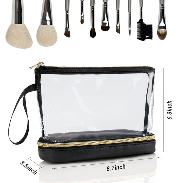 Ethereal Travel Makeup Bag, Clear Cosmetic Bag Make up Organizer TSA Approved Toiletry Bag, Waterproof Pouch for Women Purse for Toiletries