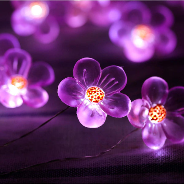 Flower String Lights，Fairy Pink Cherry Blossom String Lights 21ft 40 LEDs Waterproof USB Plug in Fun Room Lights for Spring, Nursery, Wedding,