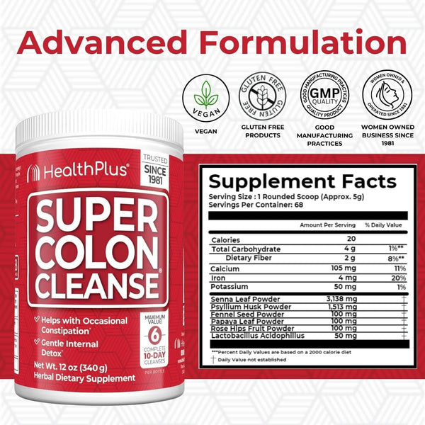 Health Plus Super Colon Cleanse Powder 12 Ounce (Pack of 1)