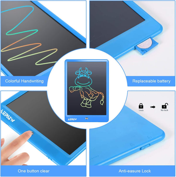 LCD Writing Tablet Colorful 10 Inch Electronic Graphics Doodle Board Ewriter Drawing Pad with Memory Lock Gift for Kids & Adults Home School