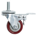 Finnhomy Swivel Caster Wheels 2 Inch Heavy Duty Threaded Stem Casters 3/8"-16x1 with Brake Set of 4 Premium Polyurethane Wheels PU Load Bearing