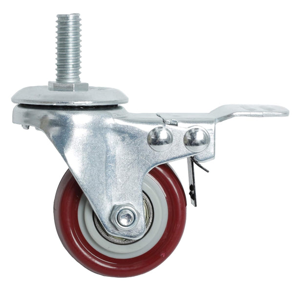 Finnhomy Swivel Caster Wheels 2 Inch Heavy Duty Threaded Stem Casters 3/8"-16x1 with Brake Set of 4 Premium Polyurethane Wheels PU Load Bearing