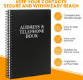 Iconikal Address Telephone Book, 8x5-Inch, Black, Spiral-Bound, 384 Contacts, Organizer for Organizing Names, Addresses, Email, Cell Phone Numbers