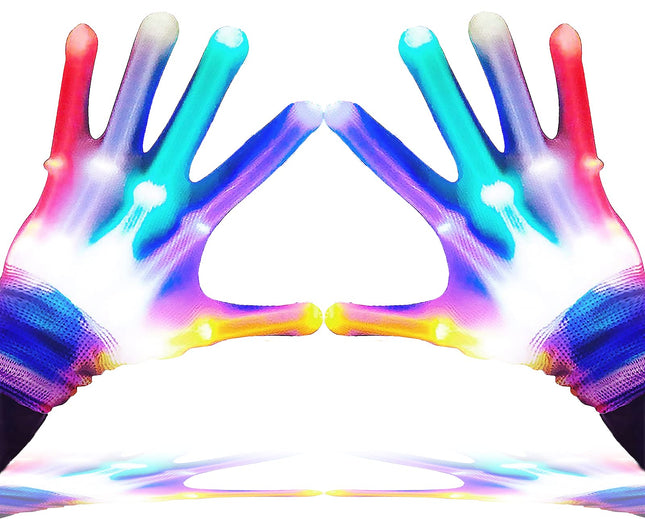 LED Gloves for Kids, Teens & Adults - Finger Light Gloves with 5 Colors/6 Modes 