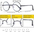 Brigtlaiff round Blue Light Blocking Glasses for Men Women, Computer Gaming TV Glasses anti Eyestrain with Metal Frame