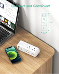 USB Outlet Extender Surge Protector - Mifaso Rotating Plug, 6 AC Multi Plug and 3 USB Ports (1 C), 1800 Joules, 3-Sided Swivel Power Strip Spaced