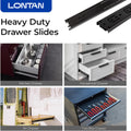 LONTAN 12 Inch Full Extension Ball Bearing Drawer Slides 2 Pairs Side Mount Cabinet Rails Tool Box Trash Can Glides Black Heavy Duty Kitchen