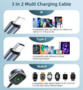 2Pack Charger Cable Upgraded 3 in 2 Phone Watch Charger USB C Multi Charging Cable-5Ft