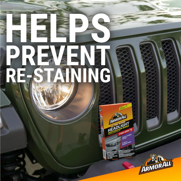 Armor All Car Headlights Cleaner Wipes , Cleaning Wipes for Headlights for Cars, Trucks, Mortocycles, 6 Wipes