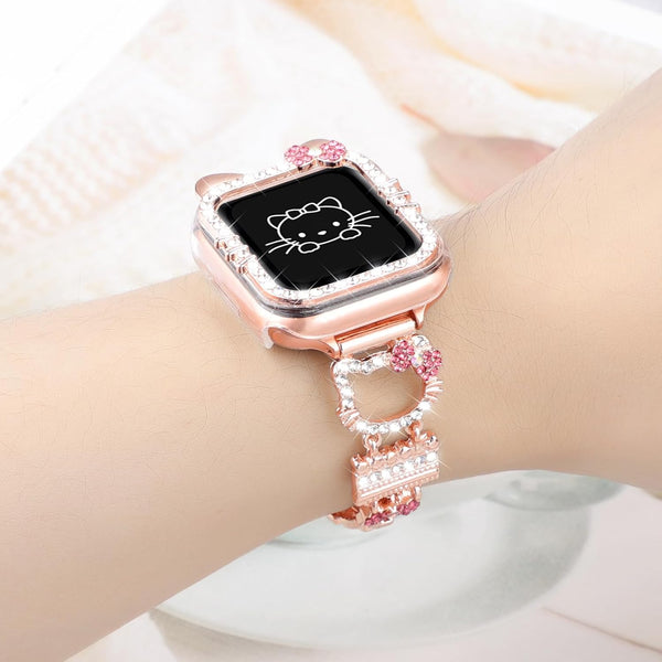 Bling Bracelet Band with Protector Case Compatible with Apple Watch Bands for Women iWatch Series 11 10 46mm 42mm,Series 9 8 7 41mm 45mm,Series 6