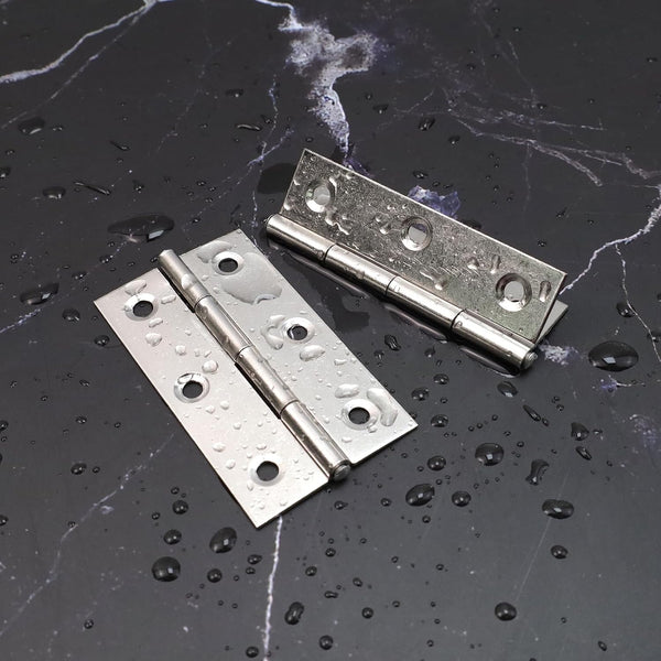 Mcredy Stainless Steel Cabinet Door Hinges 3 Inch, Silver, 12 Pcs | Folding Interior Door Hinges for Wooden Box, Effortless Operation, Easy
