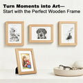 RPJC 6x8 (4x6 with Mat) Solid Wood Picture Frame Real Glass Cover Natural | Fits 4x6 with Mat or 6x8 Without Mat, Easel Back, Wall Mount or