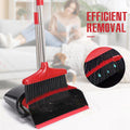 Broom and Dustpan Set with Long Handle, Light Weight Stainless Steel Poles Stand Upright Dustpans with Broom Combo for Home Kitchen Office Pet Dog