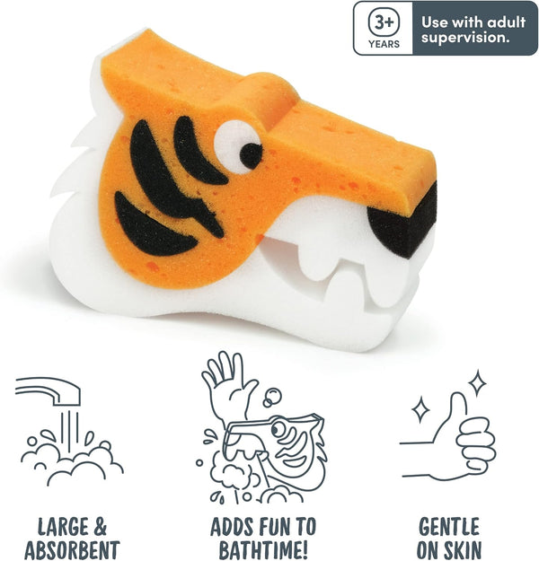 Genuine Fred Bath Biters, Children's Bath Sponge, Tiger 1 Count (Pack of 1) Tiger