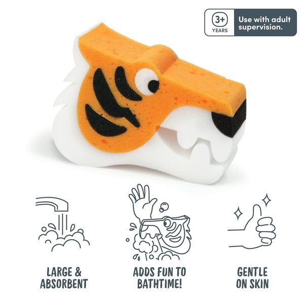 Genuine Fred Bath Biters, Children'S Bath Sponge, Tiger