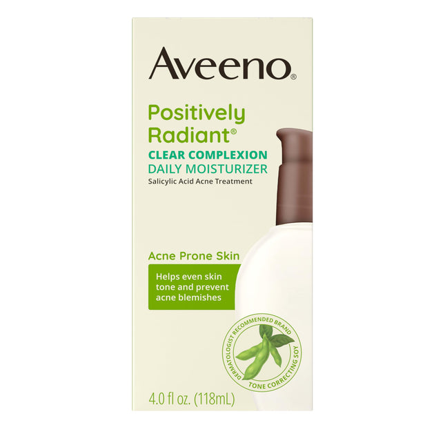 Aveeno Positively Radiant Clear Complexion Face Moisturizer, Acne Facial Moisturizer with Soy and Salicylic Acid for Oil