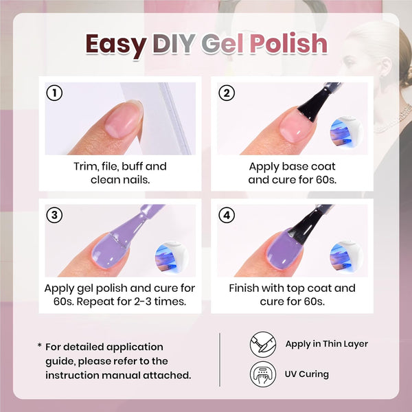 Beetles Gel Nail Polish Set, Nude Gray Pink Blue Burgundy Glitter Gel Nails | Modern Muse Collection with 3Pcs Base Matte Glossy Top Coat Soak Off
