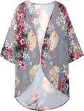 Women's Floral Print Puff Sleeve Kimono Cardigan Loose Cover Up Casual Blouse Tops 2026 Large Aa Dark Grey