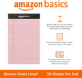 Amazon Basics Narrow Ruled Writing Pads, Perforated, 5" x 8", Multicolor, 6-Pack of 50 Sheets Multicolor 6-pack 5x8 Narrow Ruled