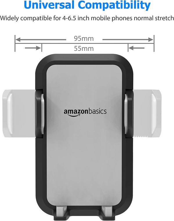 Amazon Basics Universal Portable Smartphone Holder for Car, Air Vent Mount, 360° Rotation, Easy to Install, One-Handed Release, Adjustable and