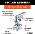 CURT 25194 Posi-Lock Coupler Replacement Latch for 2-Inch Trailer Hitch Ball, CLEAR ZINC