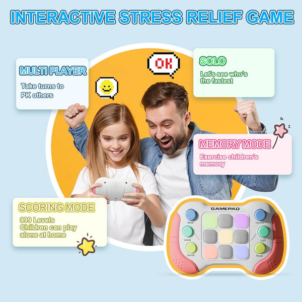 Upgraded Flashing Handheld Game for Kids, Fast Push Fidget Game Toy, Quick Push Light Up Fidget Electronic Console for Teens, Birthday Gifts for