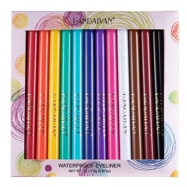 BestLand 12 Colors Matte Liquid Eyeliner Set Rainbow Colorful Neon Eyeliner Pencil Pigmented Waterproof Smudgeproof Long Lasting Gel Eye Liner