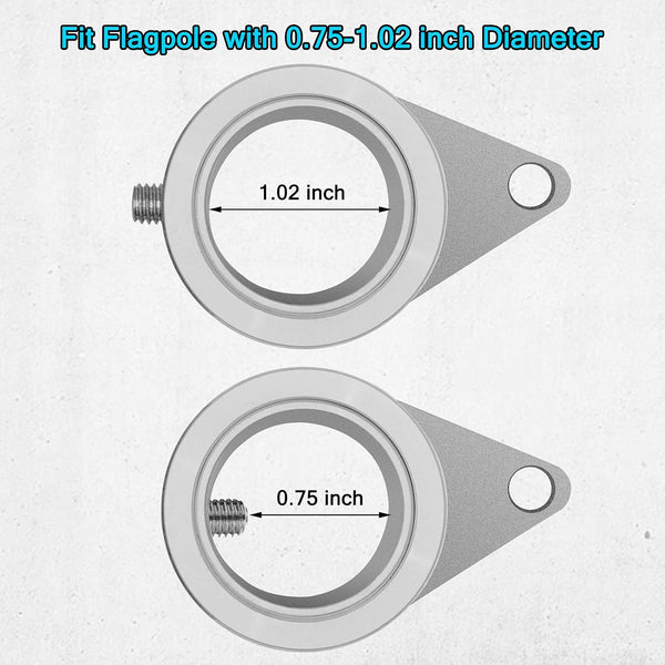 Flag Pole Rings, Aluminum Alloy Flagpole Rings 360° Rotating Anti Wrap Flag Mounting Ring, Spinning Flag Pole Clips with Carabiner for 0.75-1.02