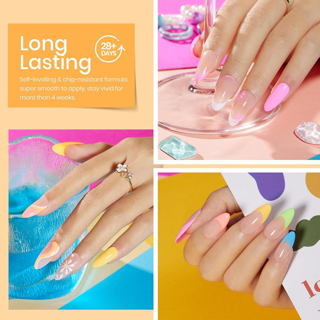 Beetles Neon Gel Nail Polish Set, Bright Rainbow Collection 6 Colors Hot Pink Bl
