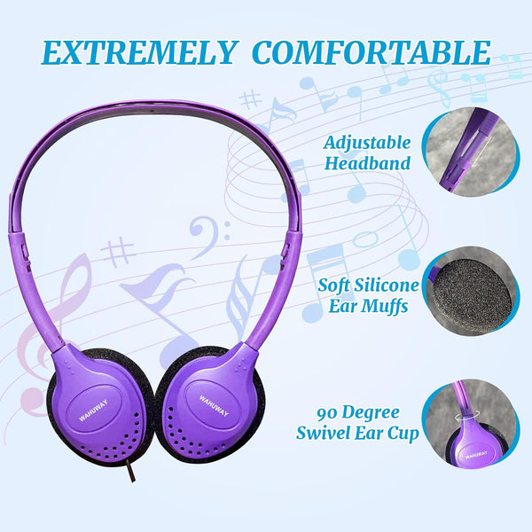 60 Pack Bulk Headphones for Kids Multi Color Headphones for School Classroom Students Teen Boys Girls and Adult