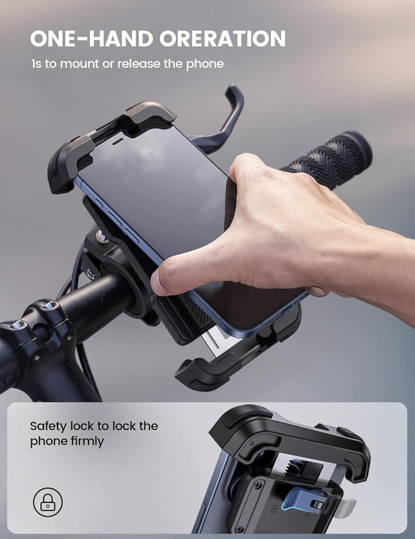 Lamicall Bike Phone Mount Holder - Motorcycle Phone Mount, Adjustable Cell Phone Holder, Bicycle Scooter Handlebar Cradle Clip for Iphone 16 Pro