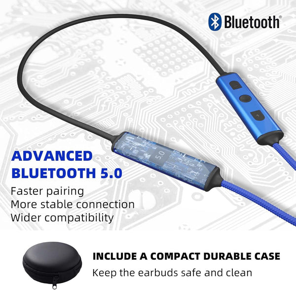 Ear Plugs Bluetooth Headphones for Work, Neckband Wireless Earbuds, Noise Reduction In-Ear Earphones with Mic and Controls, Waterproof Earbuds