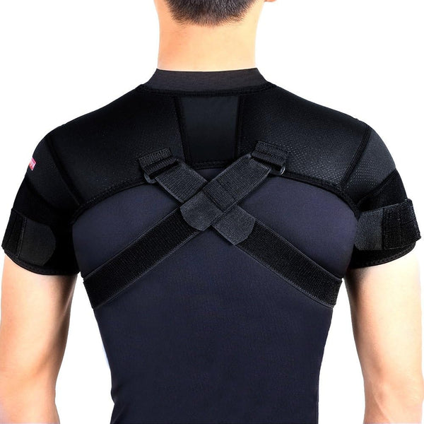 Kuangmi Double Shoulder Support Brace Strap Wrap Neoprene Protector,M