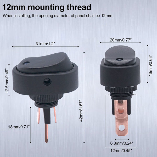 Twidec/4Pcs LED Lighted Rocker Switch Toggle 12V 30A SPST 3 Pin On-Off 4 Colour Round Dot Switch for Car Boat Marine ASW-20D-4C Multicoloured