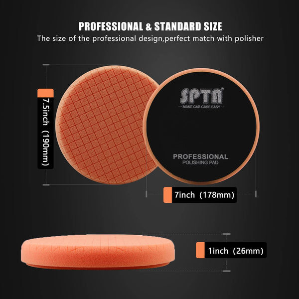 Buffing Polishing Pads, SPTA 5Pcs 7.5 Inch Face for 7 Inch 180mm Backing Plate Mix Cutting Force Buffing Pads Cutting Polishing Pad Kit for Car