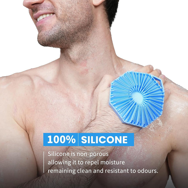 iTokGoK® Silver-Infused 2-in-1 Silicone Body Scrubber, Double-Sided Design Body Brush Body Scrubber Exfoliating Body Brushes for Sensitive Skin