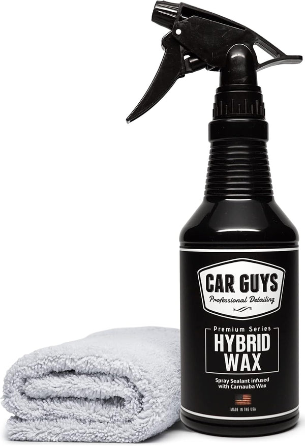 CAR GUYS Hybrid Spray Wax | Advanced Car Wax | Long Lasting and Easy to Use | Safe on All Surfaces | 18 Oz Kit with Towel
