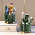 Dark Green Pen Pencil Holder for Desk, 360Â° Rotating Pen Organizer, Green Office Supplies, Cute Pen Holder, 6-Compartment Pencil Holder Rotating