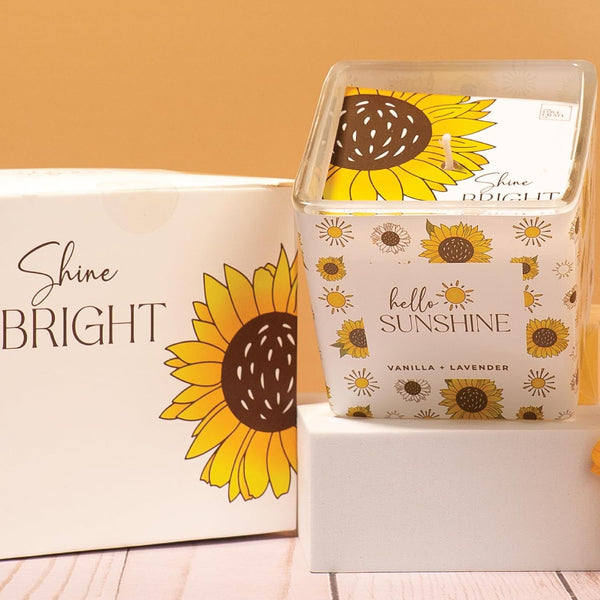 The Love Crate Co Sunflower Gifts for Women, Sunshine Gift Box | 15-Piece Gift-Ready Care Package with Blanket, Glass Tumbler & Spa Gifts for