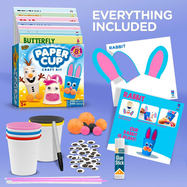 Arts and Crafts for Toddlers & Kids Ages 3-5 – Paper Cup Craft Kit, 8 Animal Projects – Fun Preschool Activity for Girls & Boys